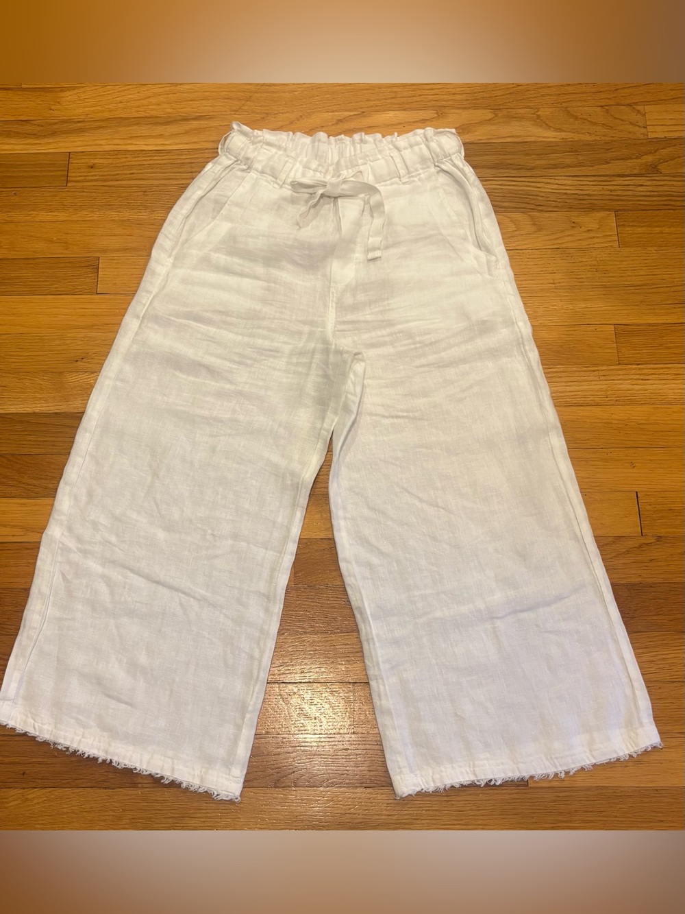CLOTH & STONE 100% LINEN ELASTIC DRAWSTRING WAIST WIDE LEG POCKETS PANTS SZ XS